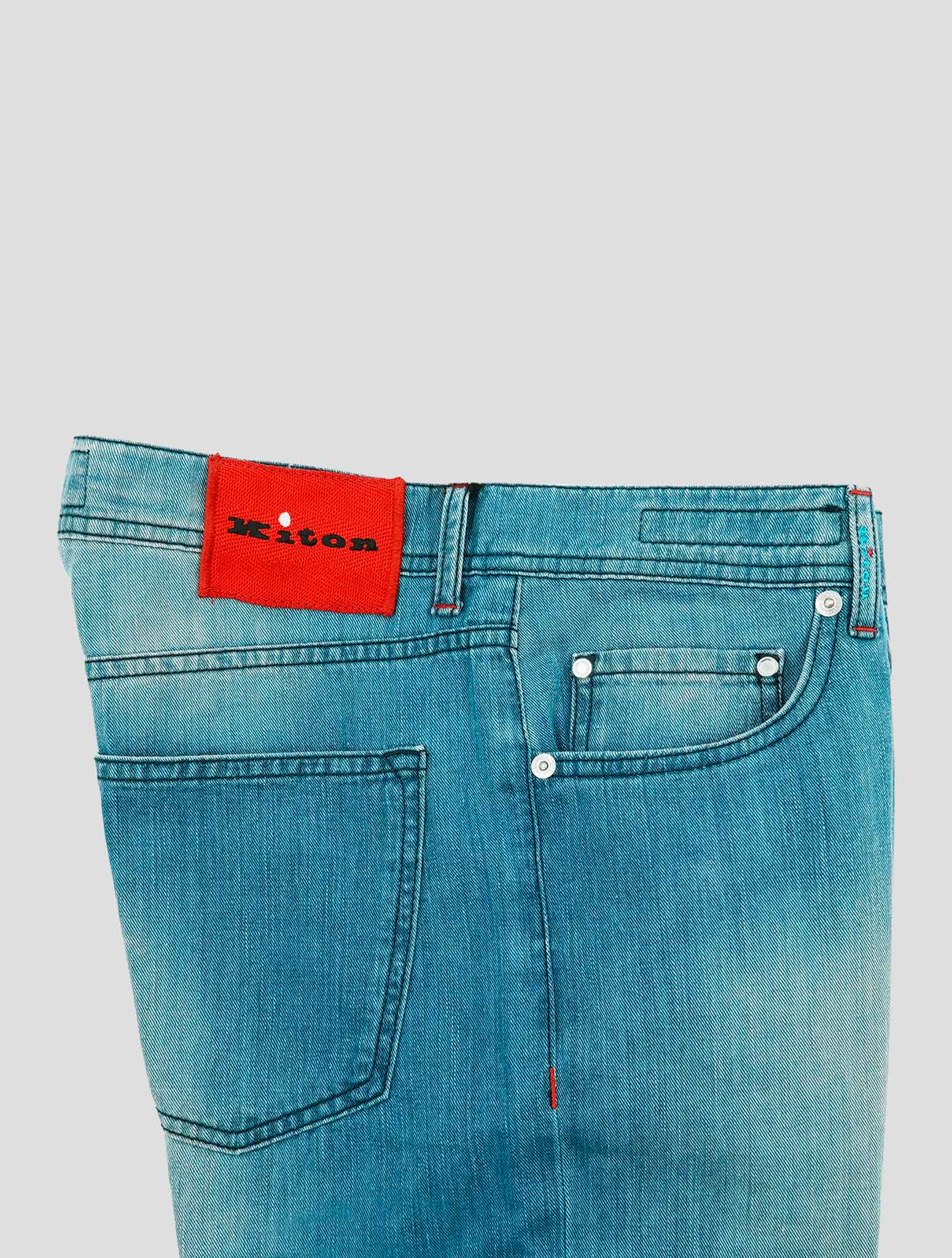 Kiton Blue Cotton Jeans