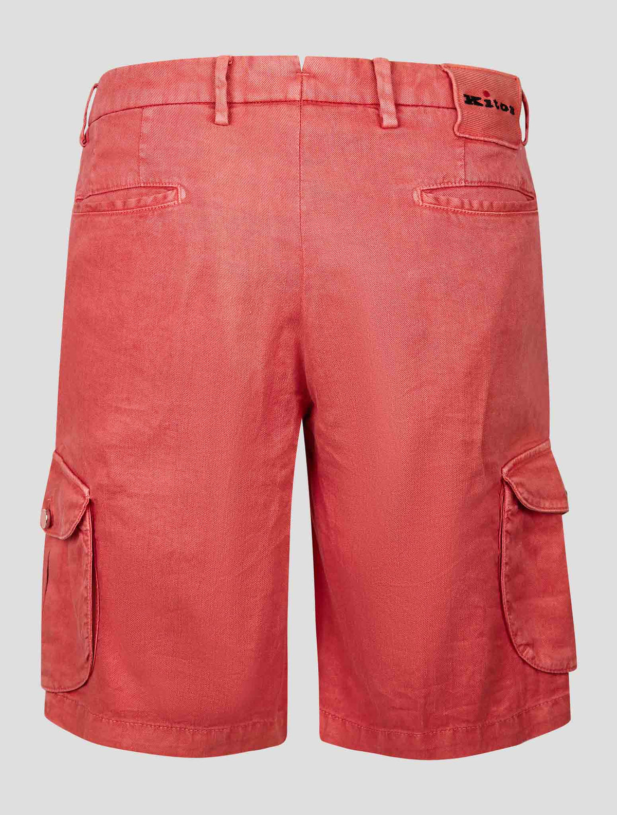 Kiton Red Linen Cotton Ea Cargo Pants
