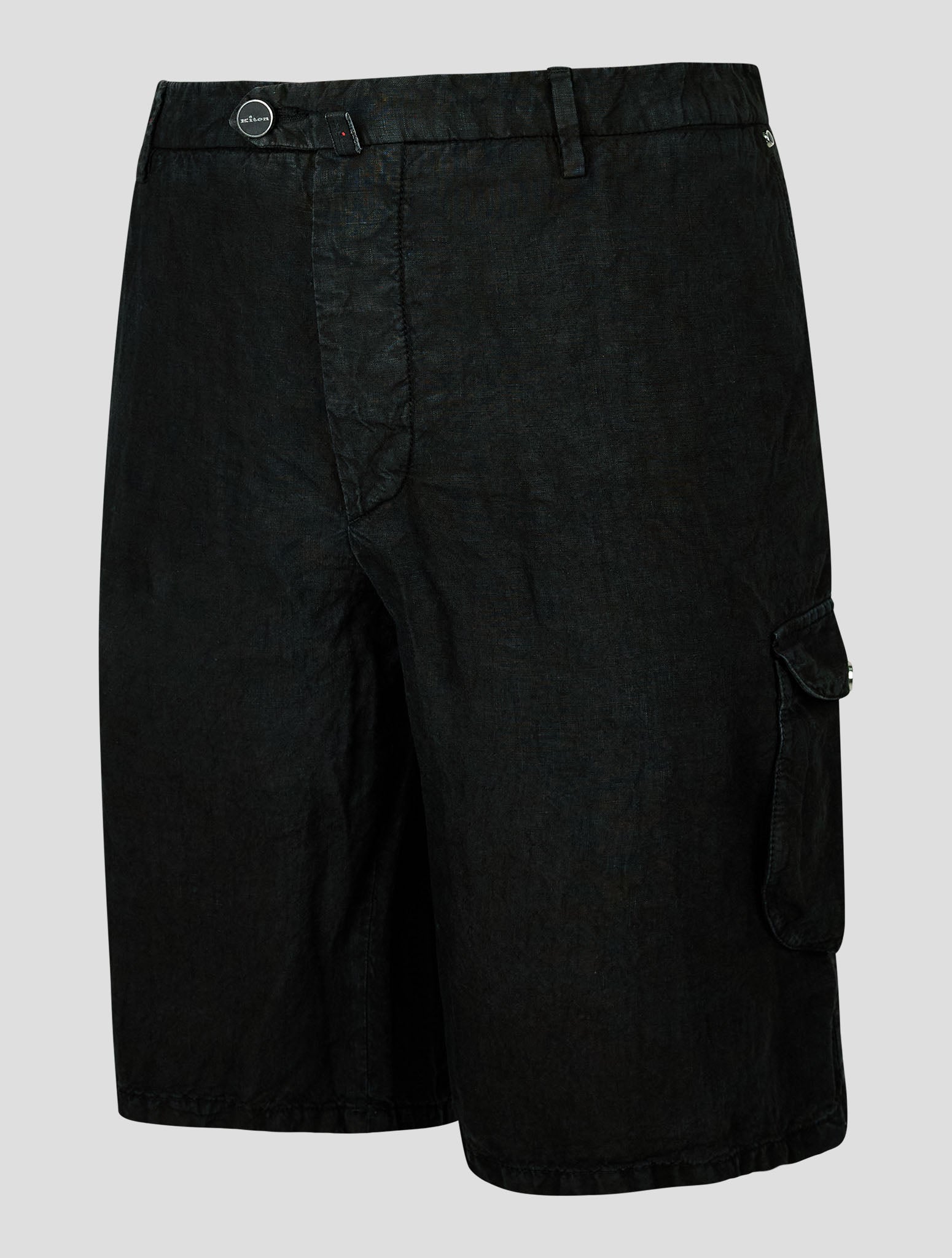 Kiton Black Linen Cargo Pants