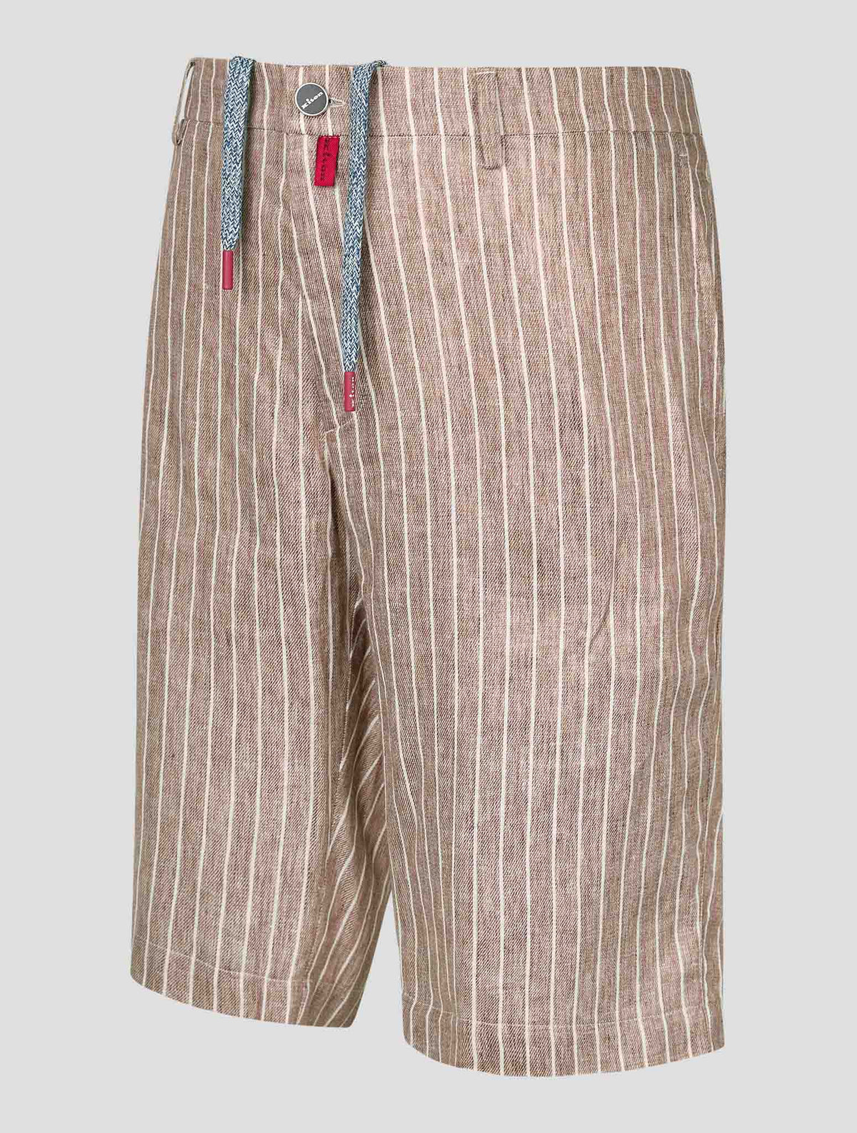 Kiton Beige White Linen Ea Pl Pants