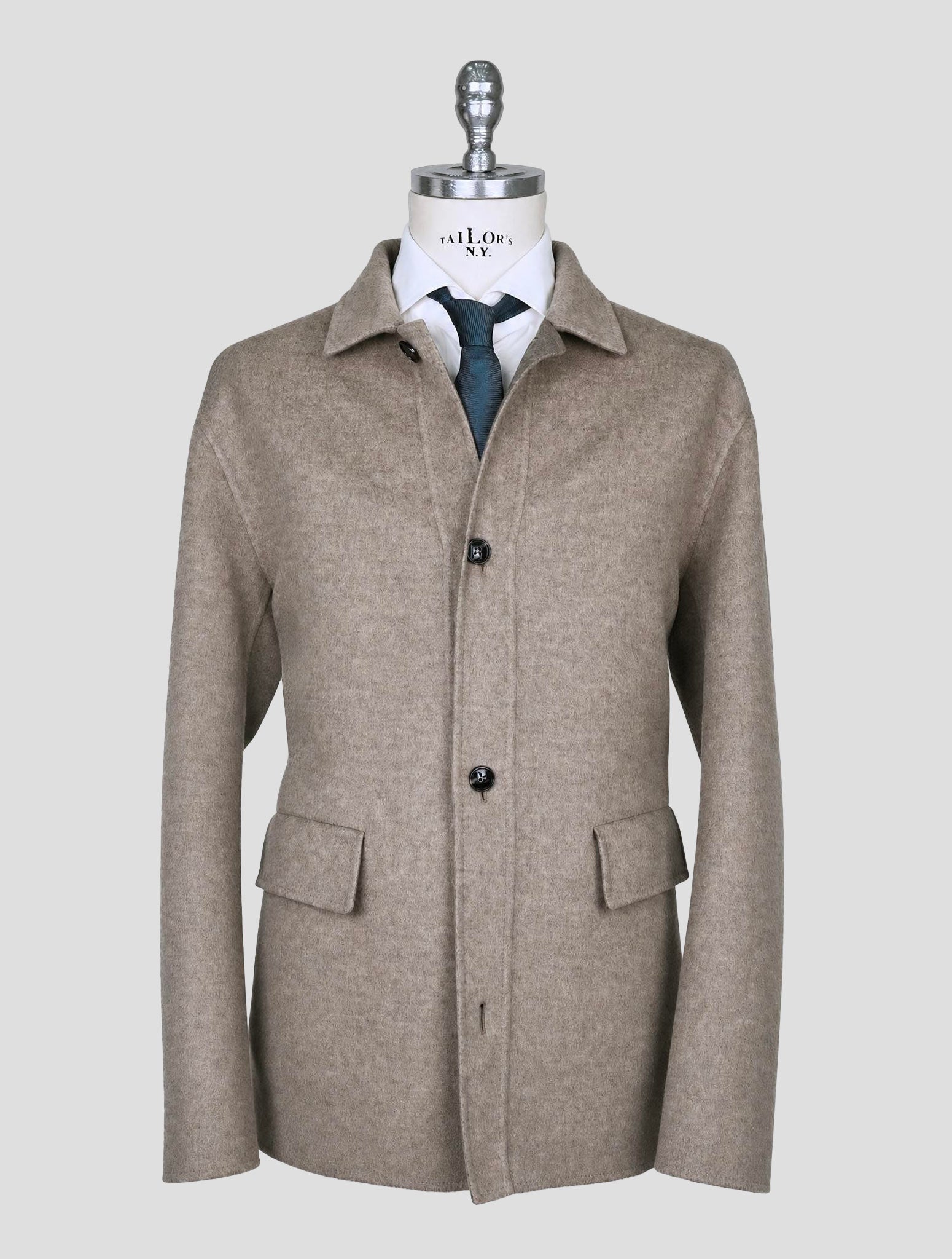 Kiton Beige Wool Cashmere Coat