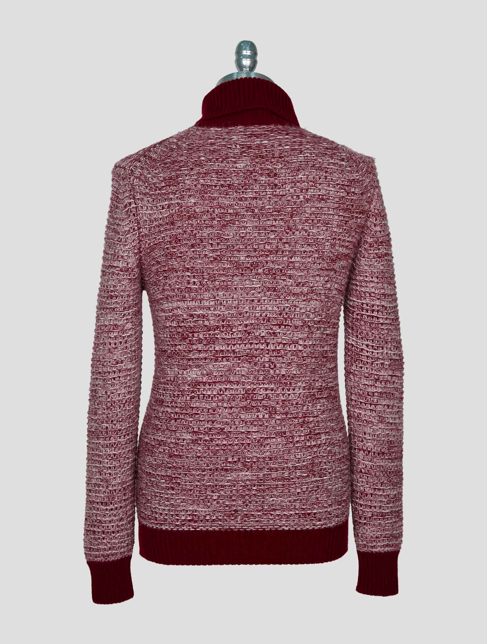 Kiton Burgundy White Cashmere Sweater Turtleneck
