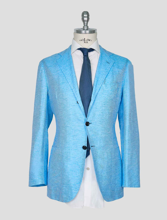 Kiton Light Blue Cotton Linen Blazer