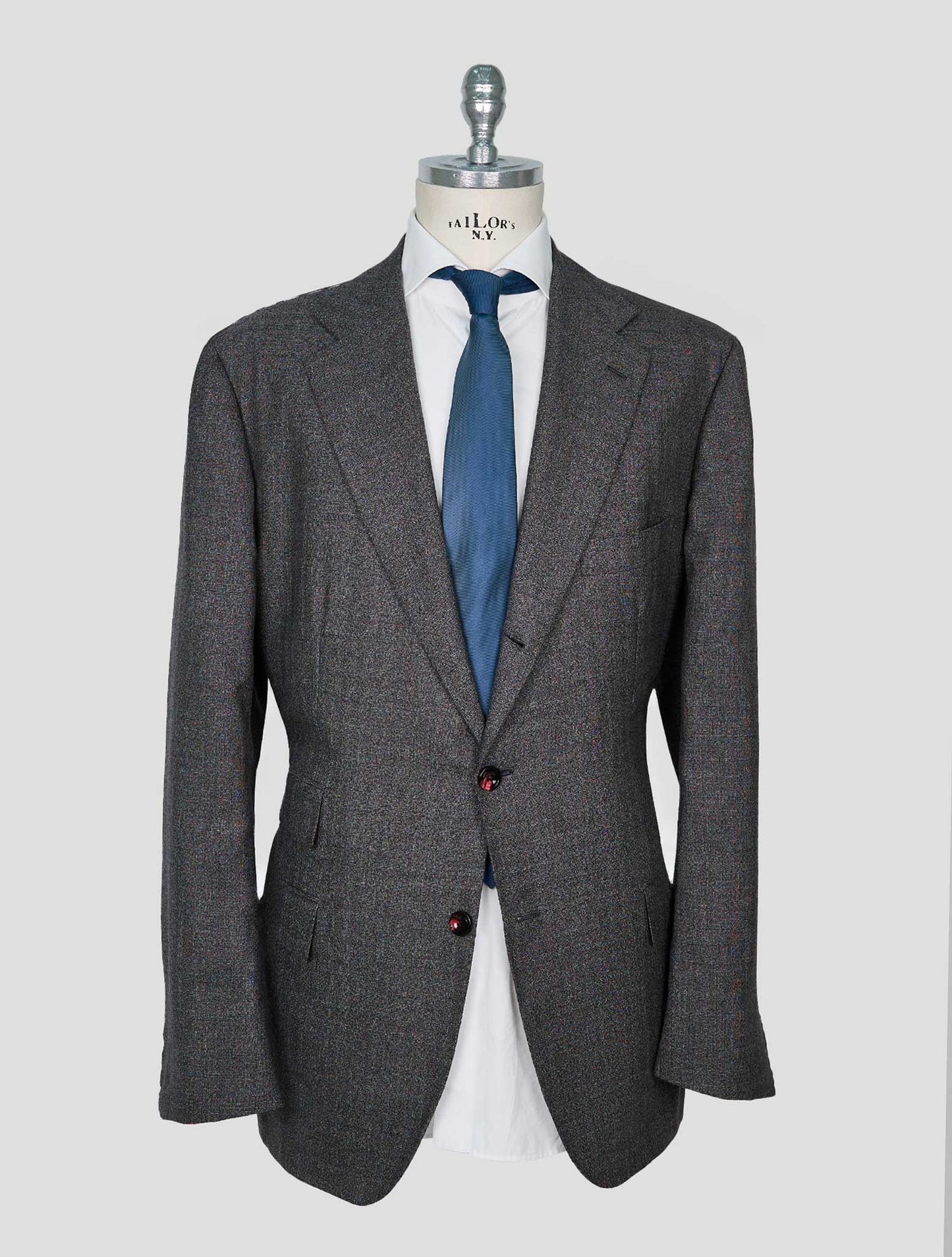 Kiton Gray Red Cashmere Suit