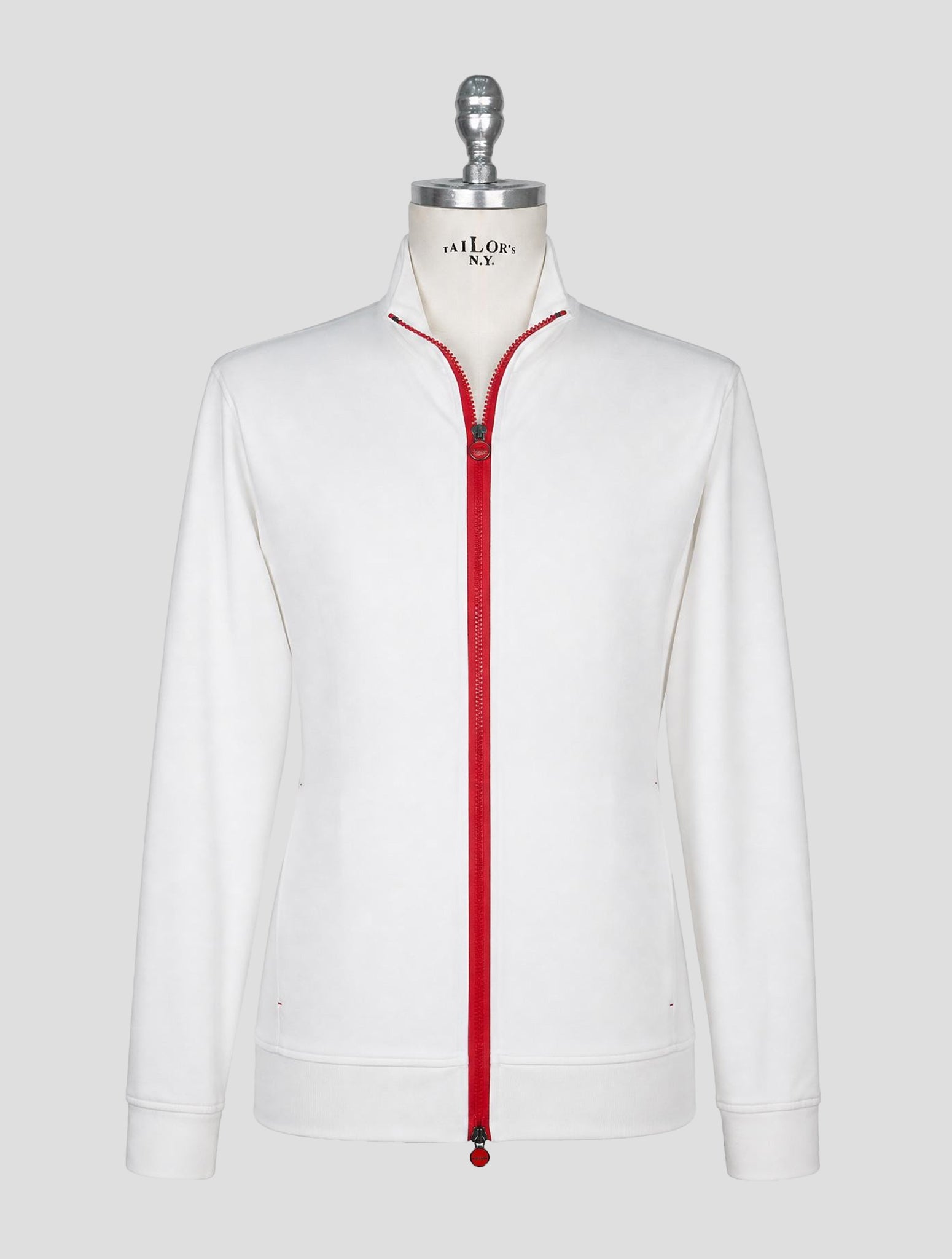 Kiton White Cotton Sweater Full Zip