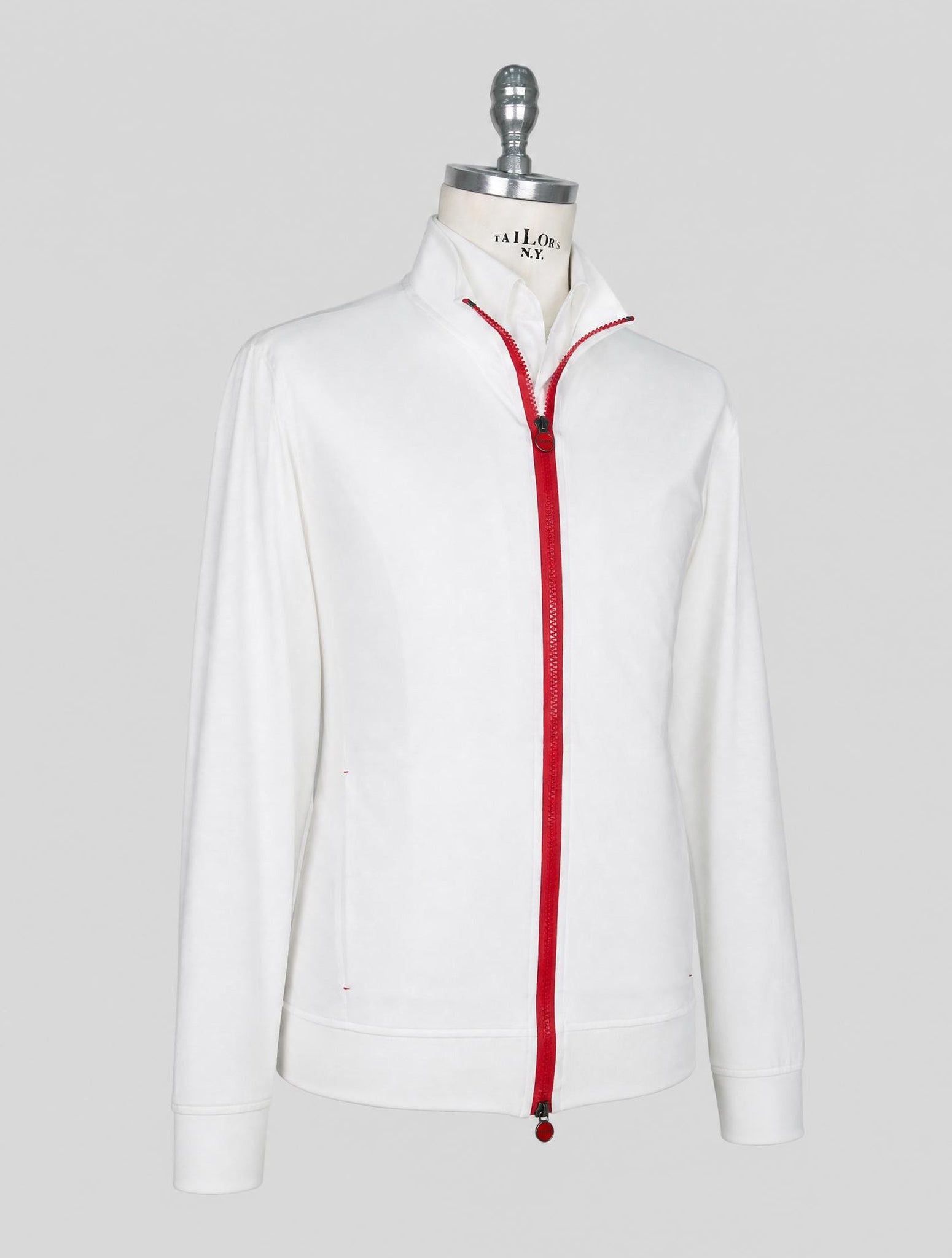 Kiton White Cotton Sweater Full Zip
