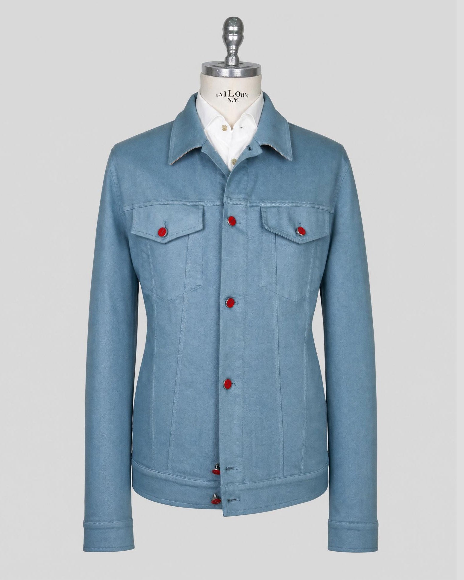 Kiton Light Blue Cotton Ea Coat