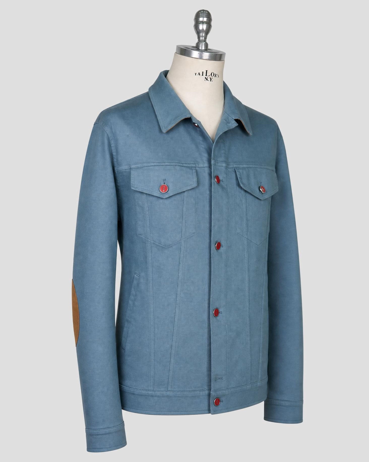 Kiton Light Blue Cotton Ea Coat