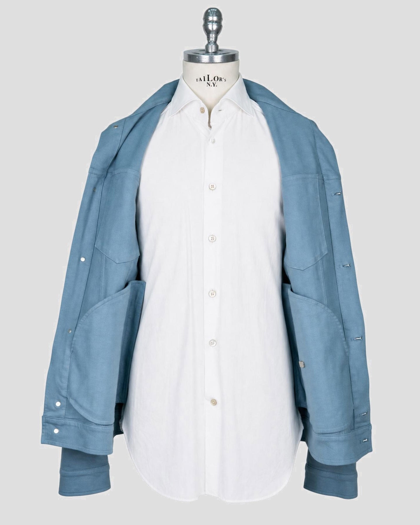 Kiton Light Blue Cotton Ea Coat