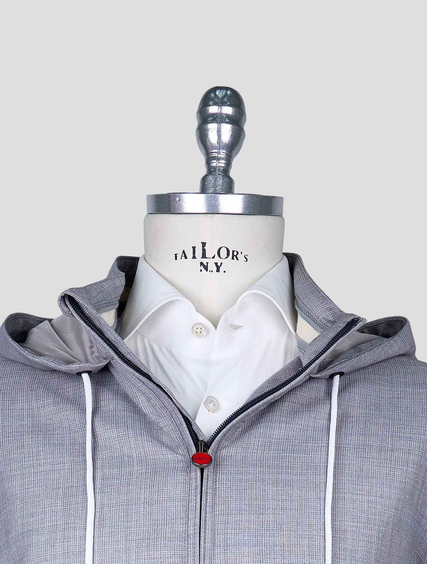 Kiton Gray Virgin Wool Pa Coat