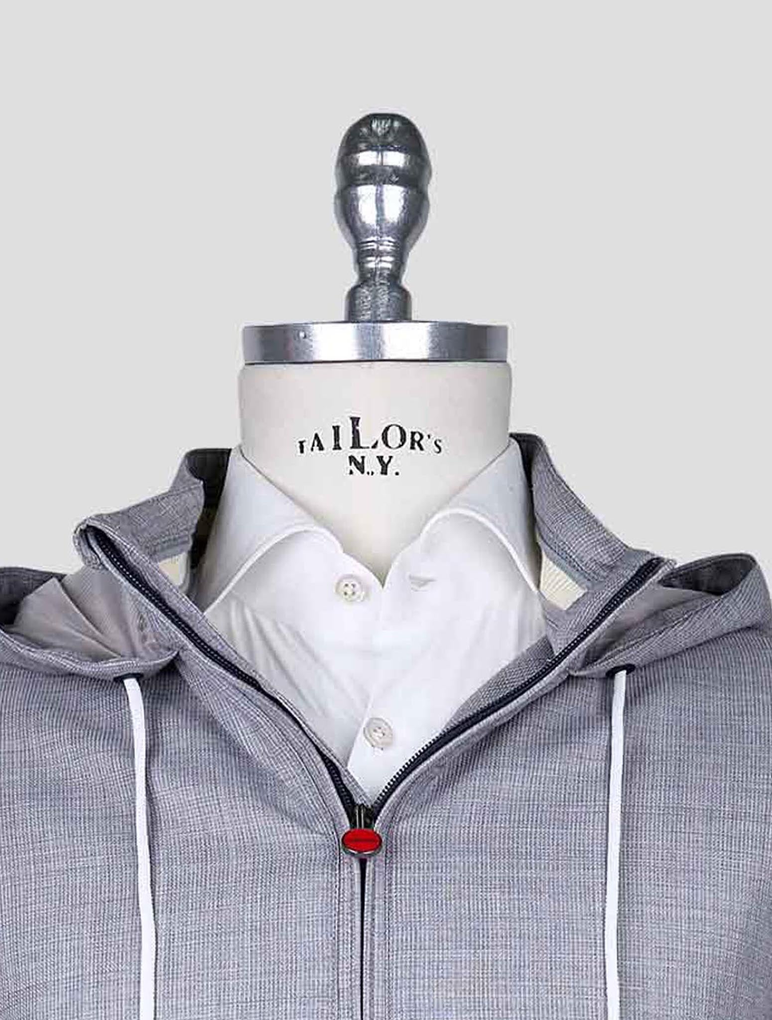 Kiton Gray Virgin Wool Pa Coat