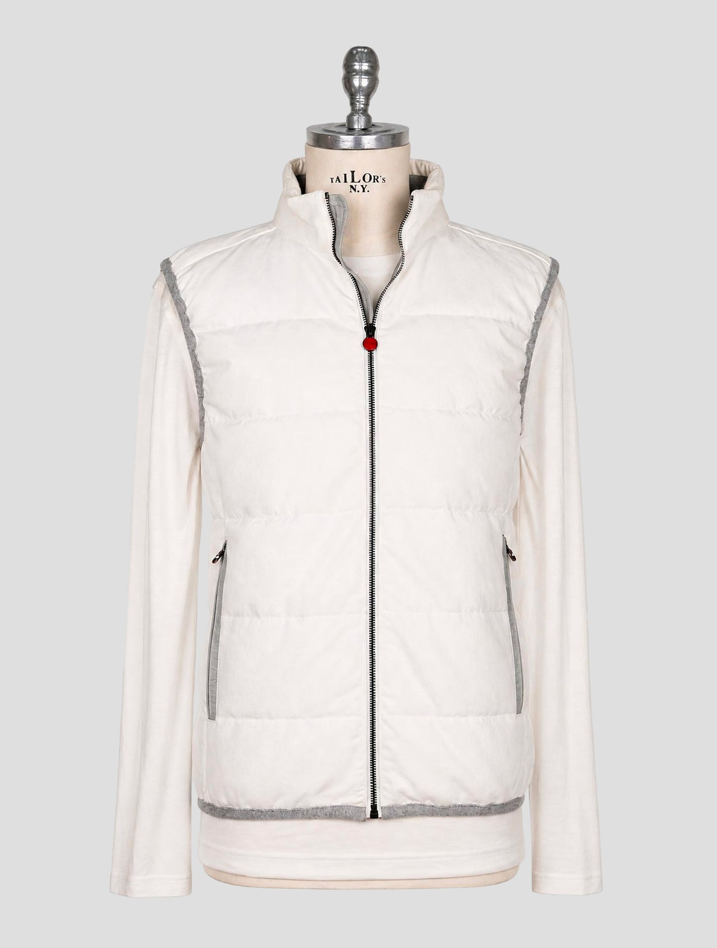 Kiton White Cotton Gilet Coat