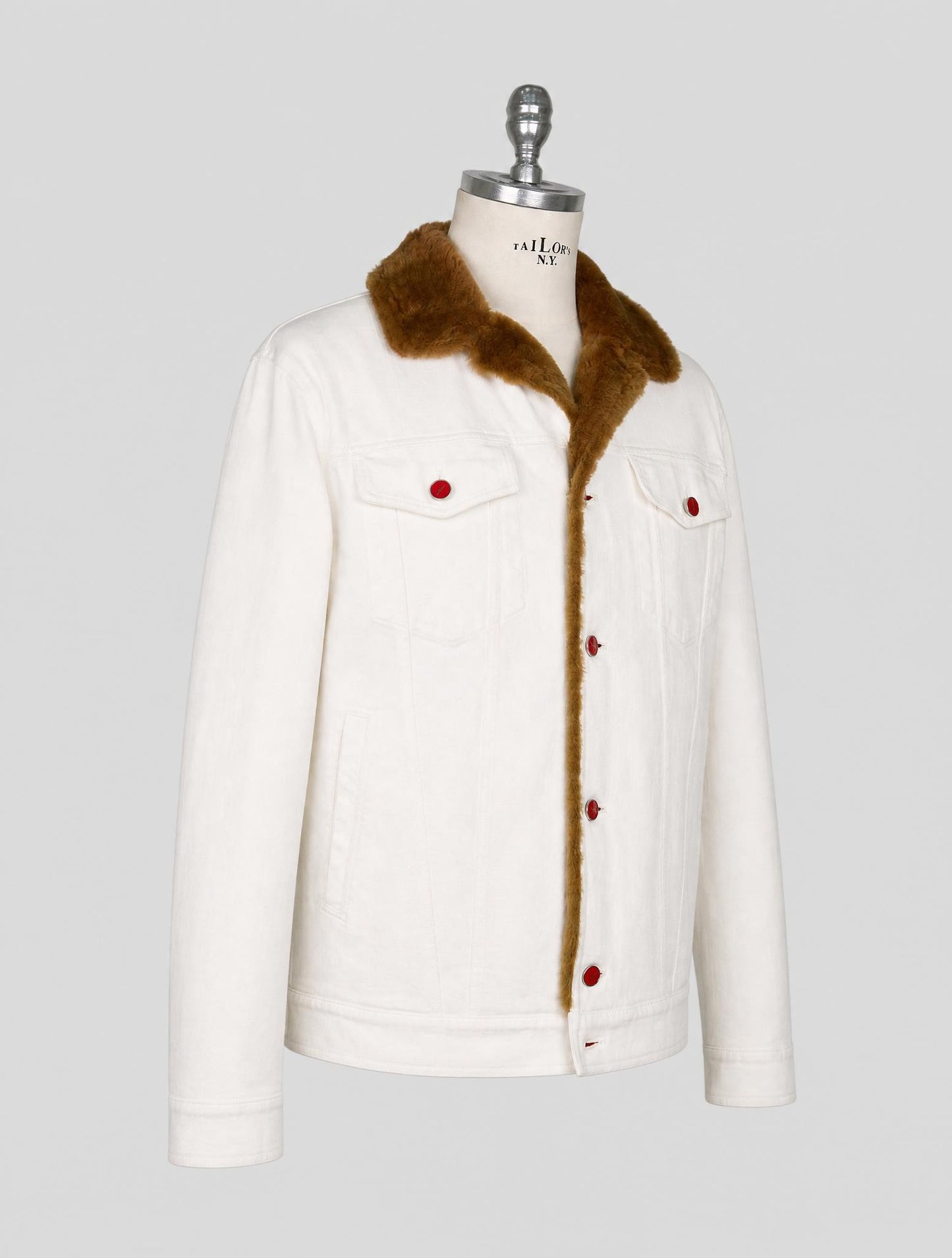 Kiton White Cotton Ea With Fur Coat