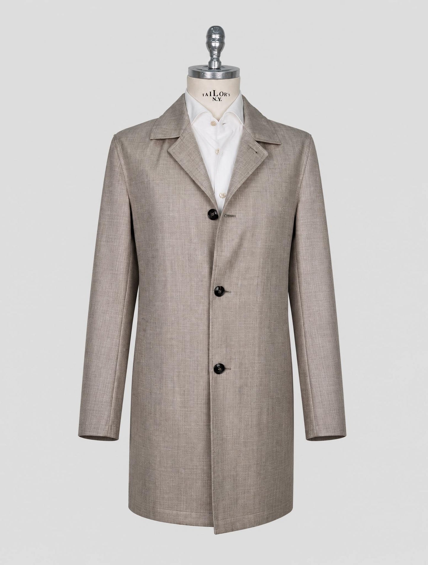 Kiton Gray Virgin Wool Silk Linen Overcoat