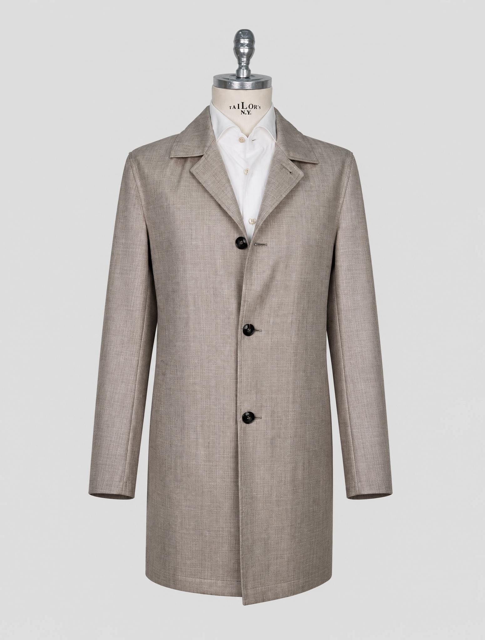Kiton Gray Virgin Wool Silk Linen Overcoat