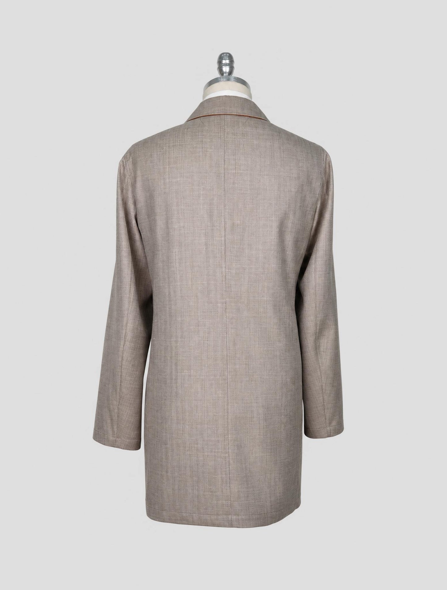 Kiton Gray Virgin Wool Silk Linen Overcoat