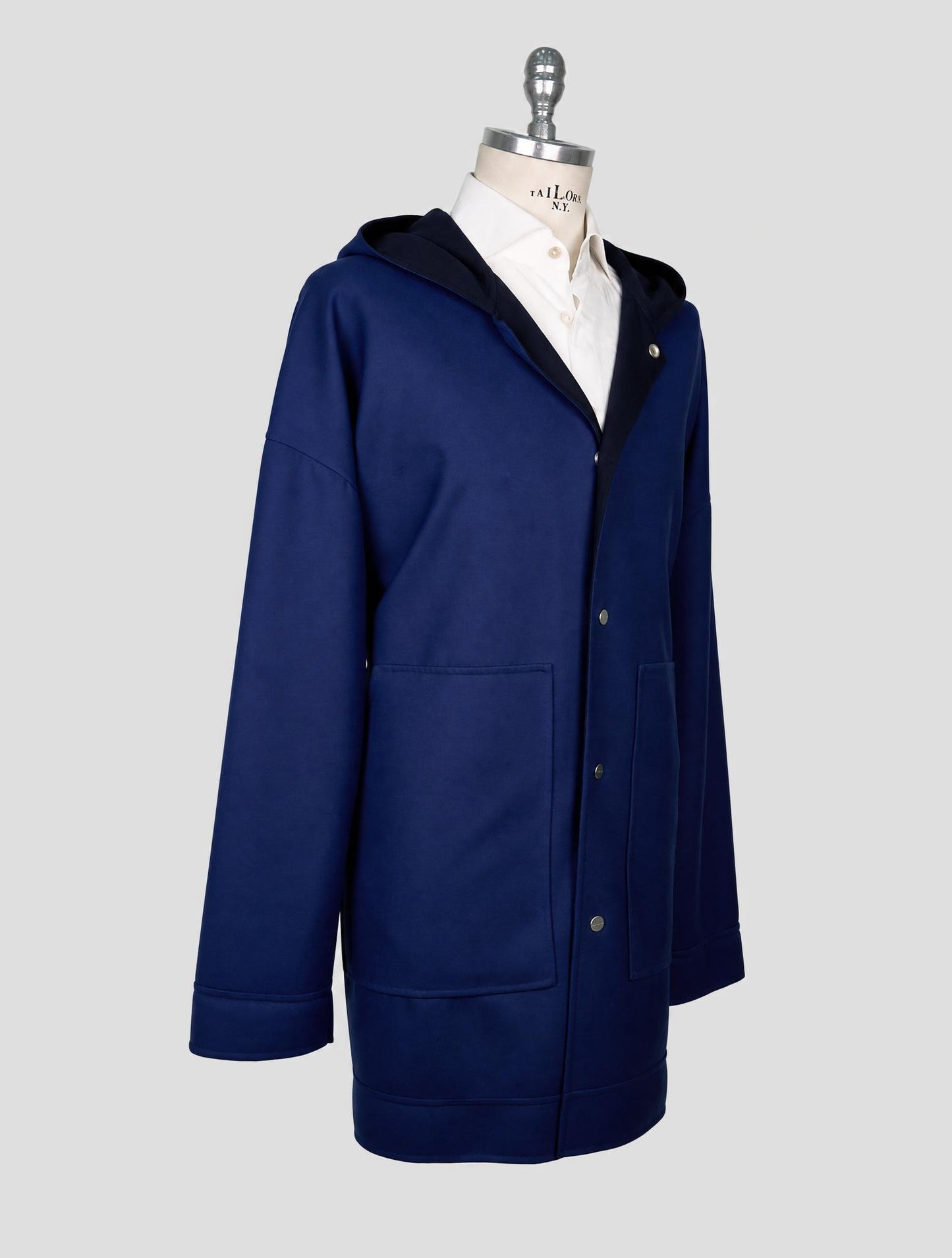 Kiton Blue Wool Ea Overcoat