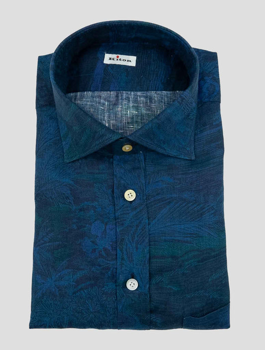 Kiton Blue Linen Shirt