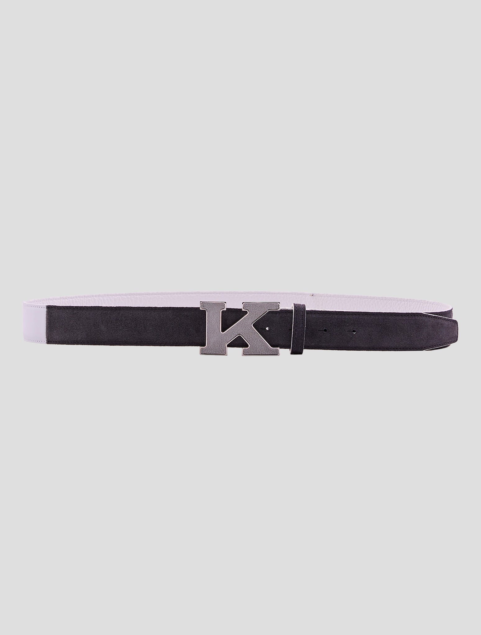 Kiton Gray Leather Leather Suede Belt