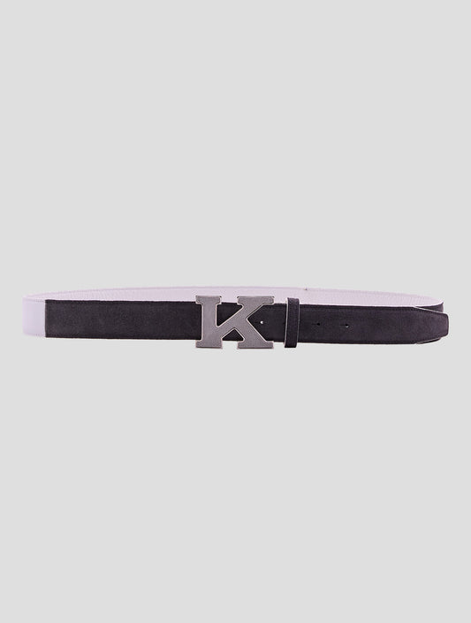 Kiton Gray Leather Leather Suede Belt