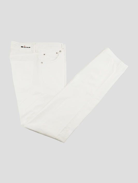 Kiton White Cotton Ea Jeans