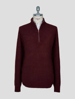 Kiton Burgundy Cashmere Sweater Half Zip