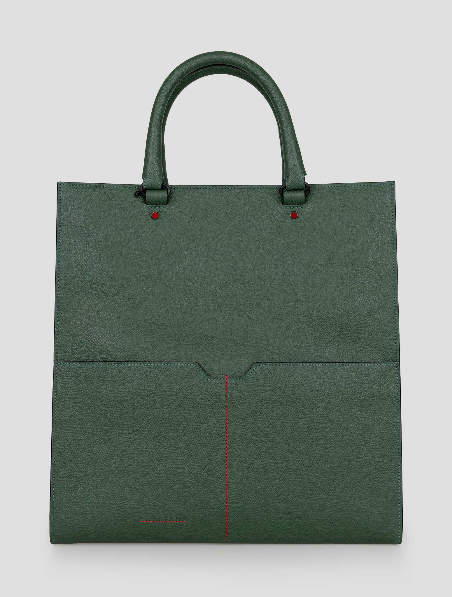 Kiton Green Leather Tote Bag