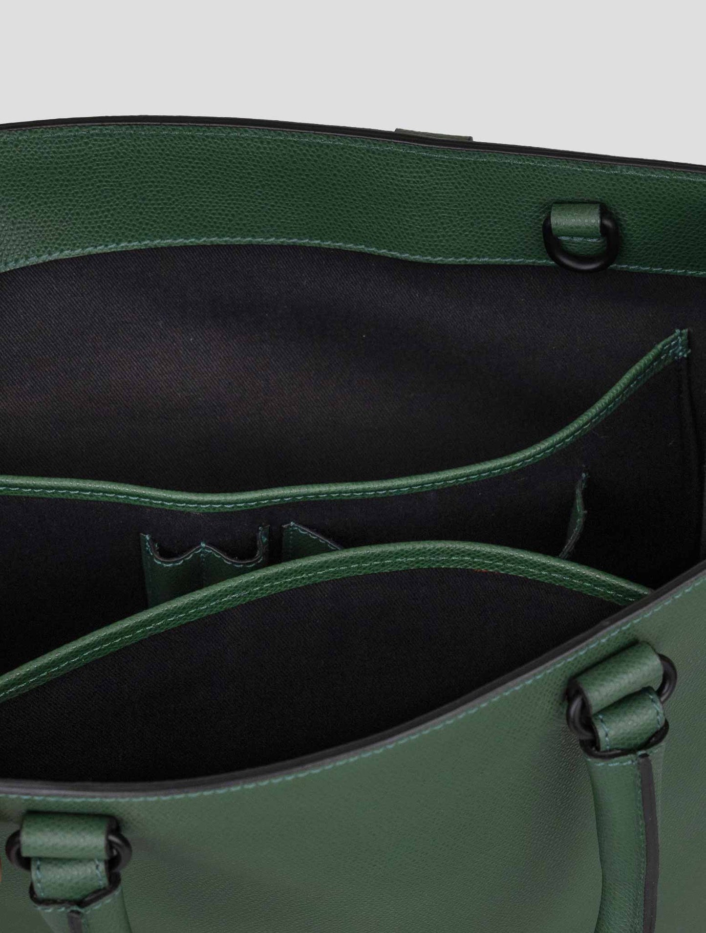 Kiton Green Leather Tote Bag