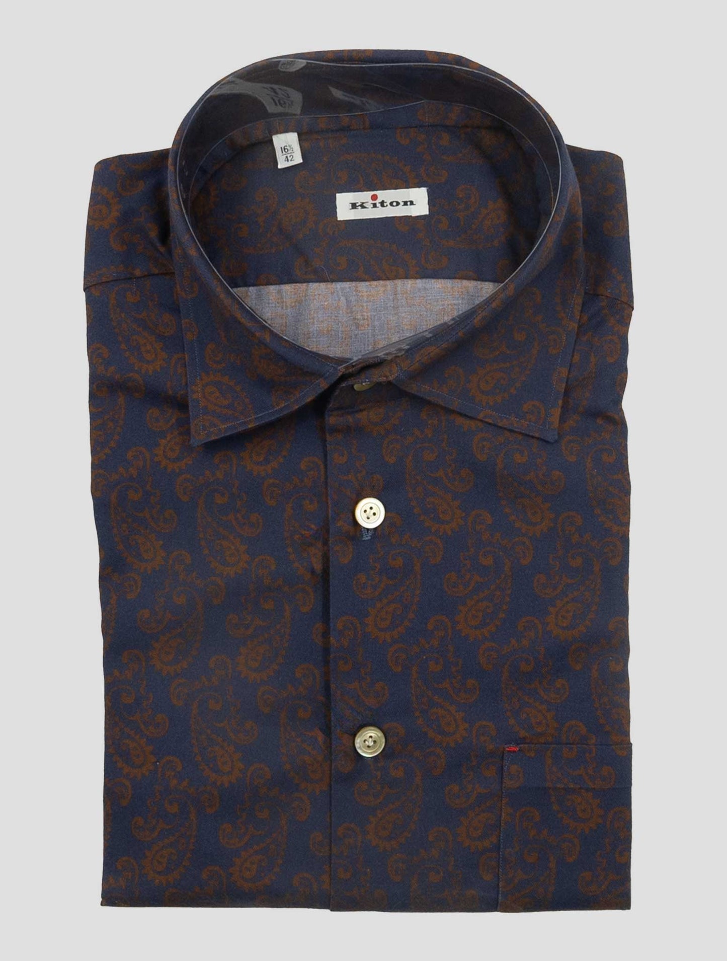 Kiton Blue Orange Cotton Shirt Nerano