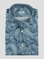Kiton Blue White Cotton Shirt Nerano
