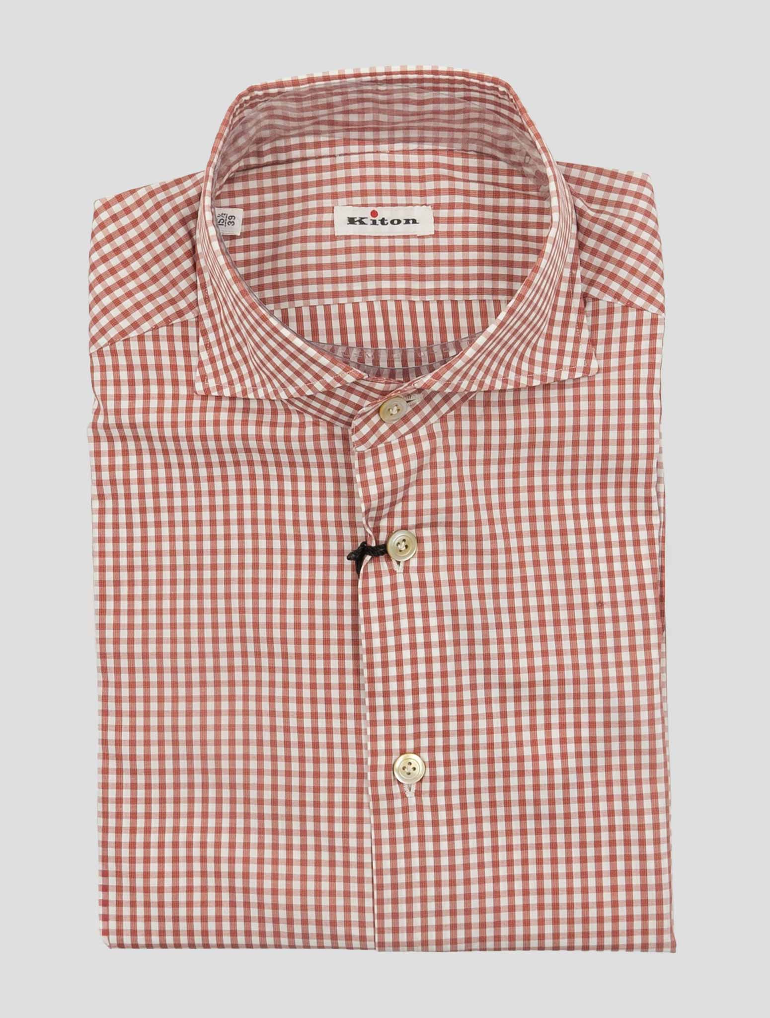 Kiton Red White Cotton Shirt