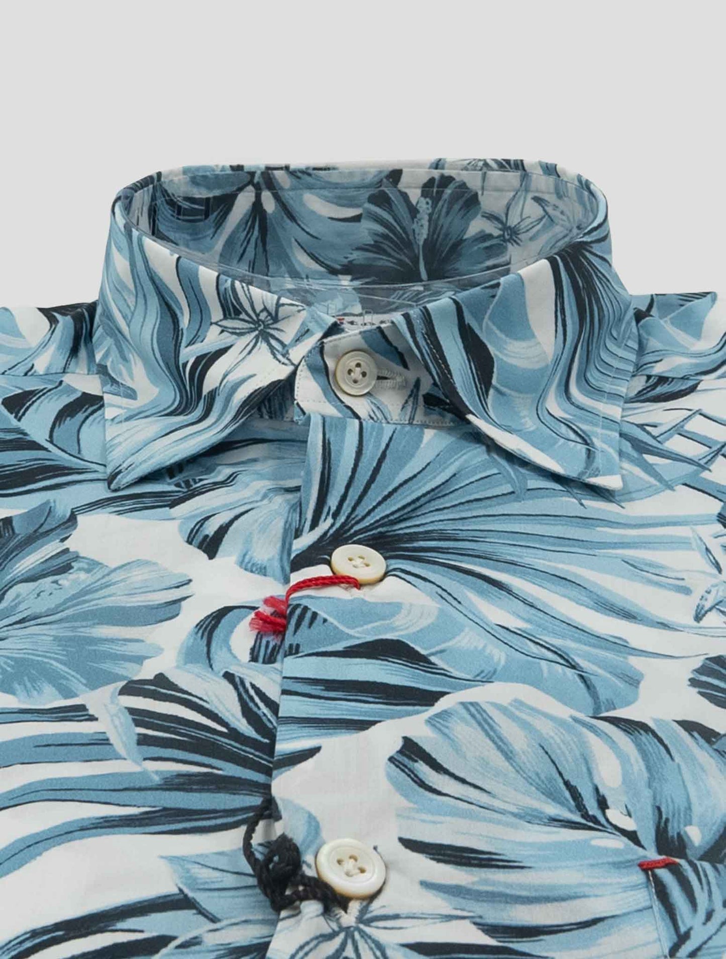 Kiton Light Blue White Cotton Shirt Nerano