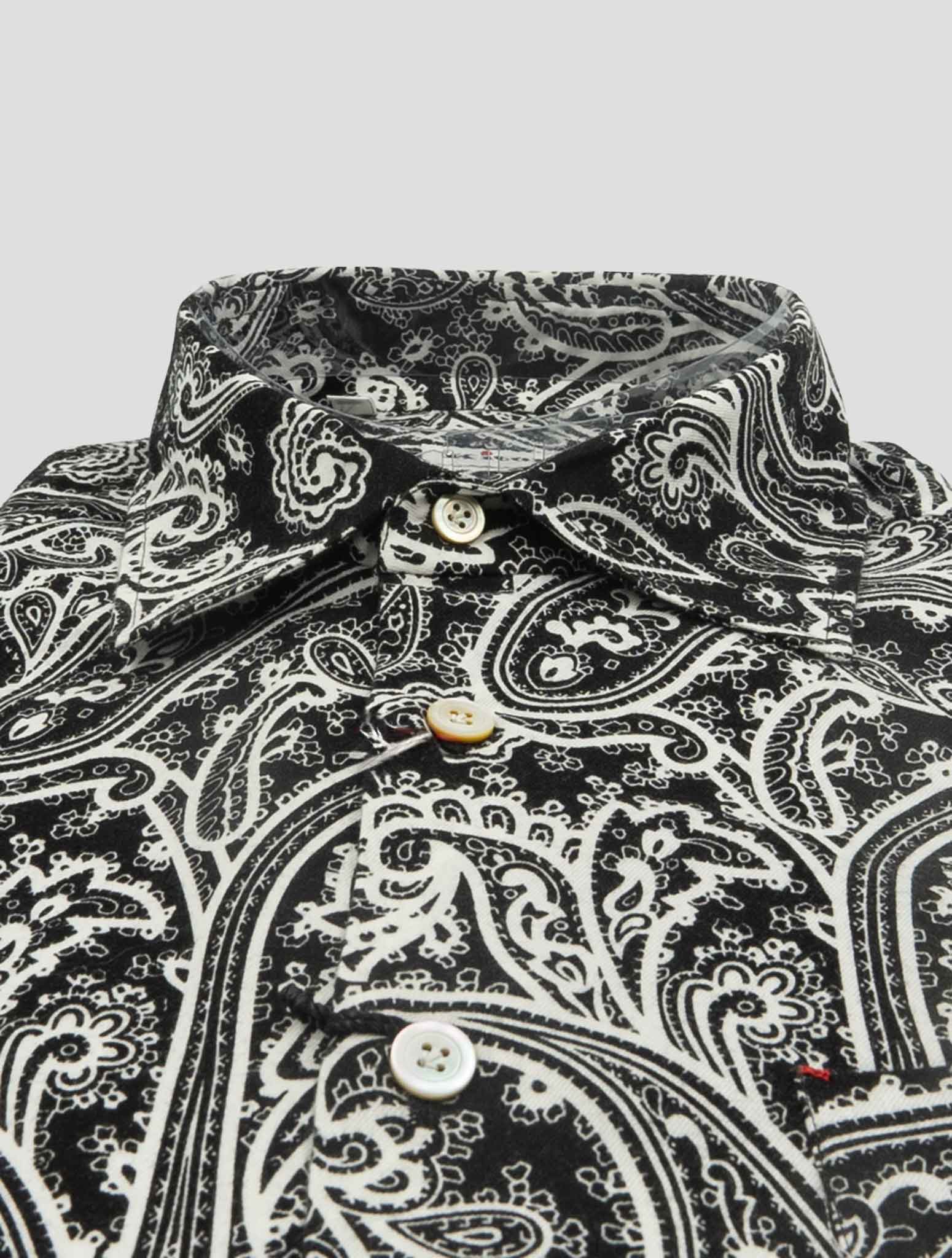 Kiton Black White Cotton Shirt Nerano
