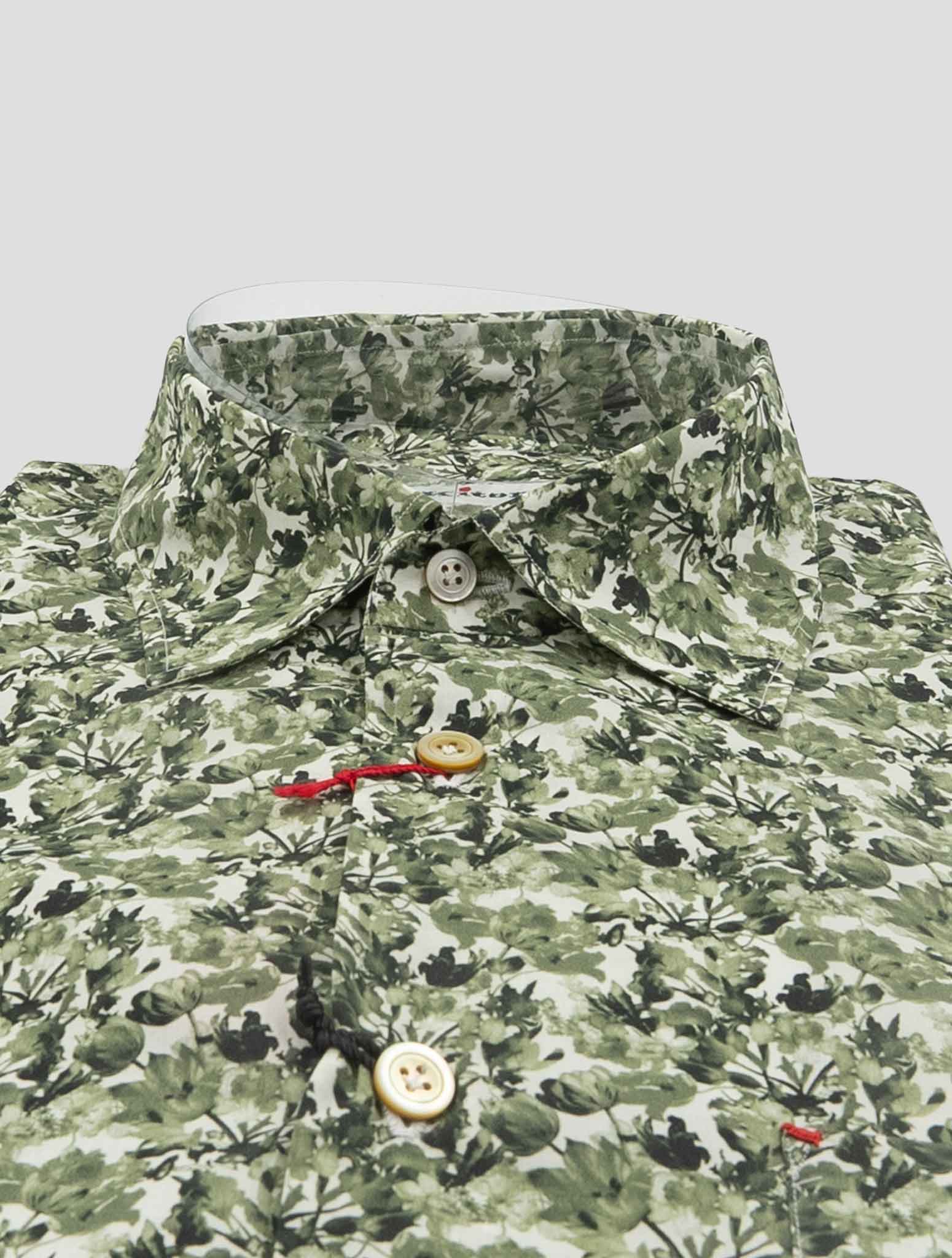 Kiton Green White Cotton Shirt Nerano