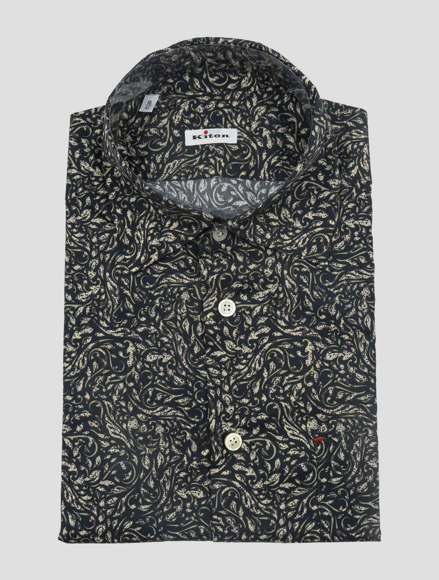 Kiton Brown White Cotton Shirt Nerano