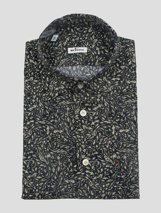 Kiton Brown White Cotton Shirt Nerano