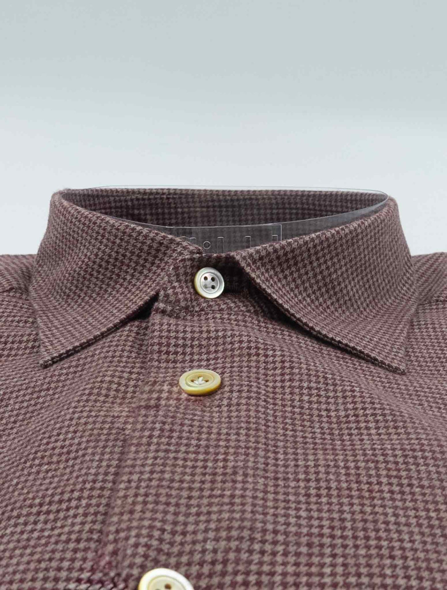 Kiton Burgundy Gray Cotton Shirt Nerano