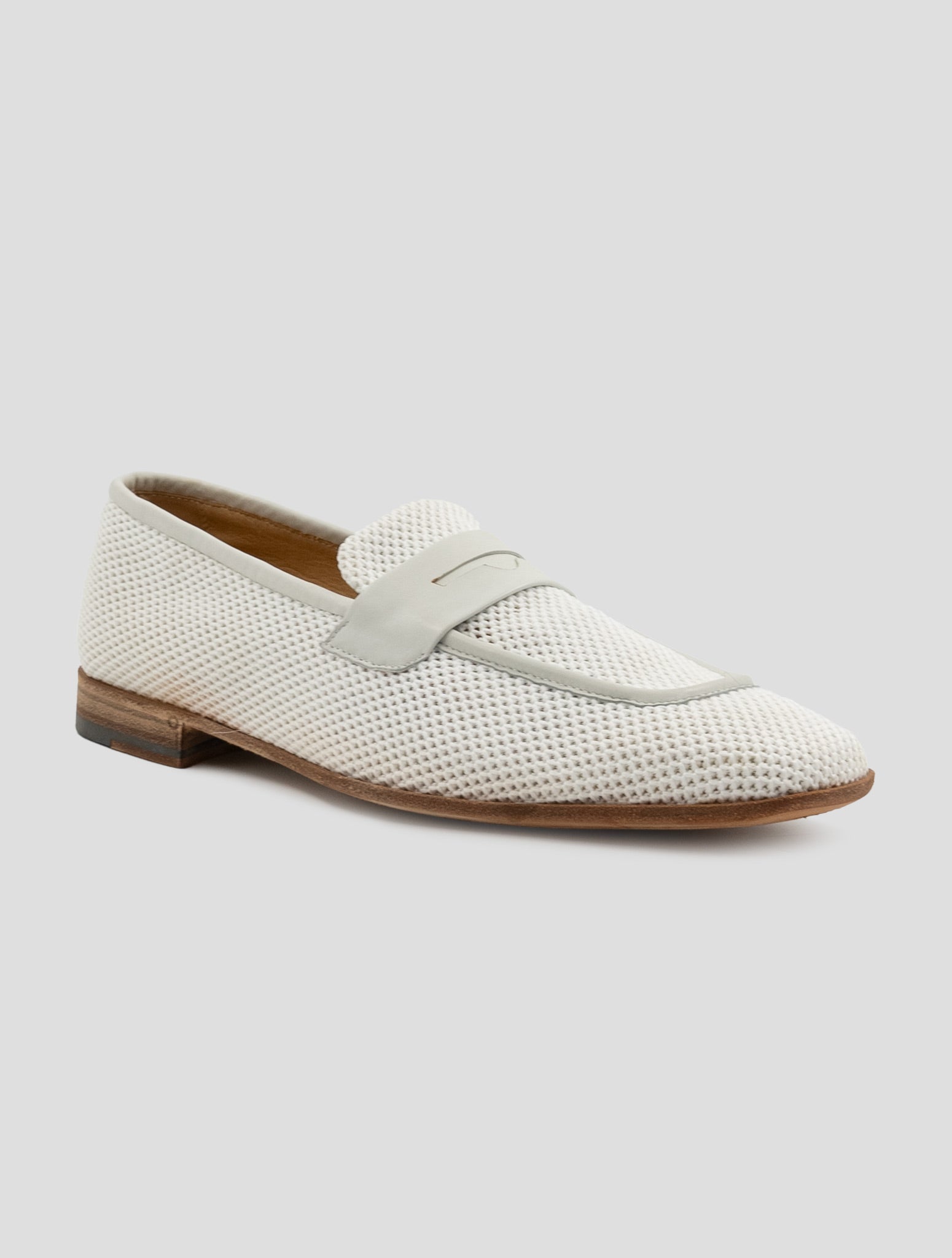 Kiton White Leather Loafers