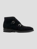 Kiton Black Leather Suede Shoes Boots