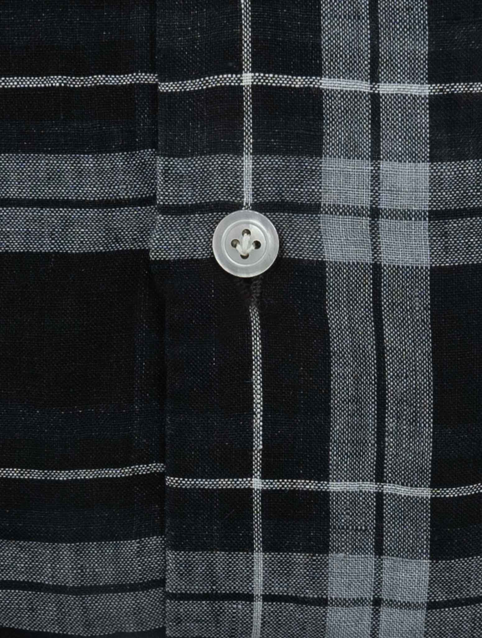 Kiton Black White Linen Shirt Nerano