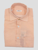 Kiton Orange White Cotton Shirt Nerano