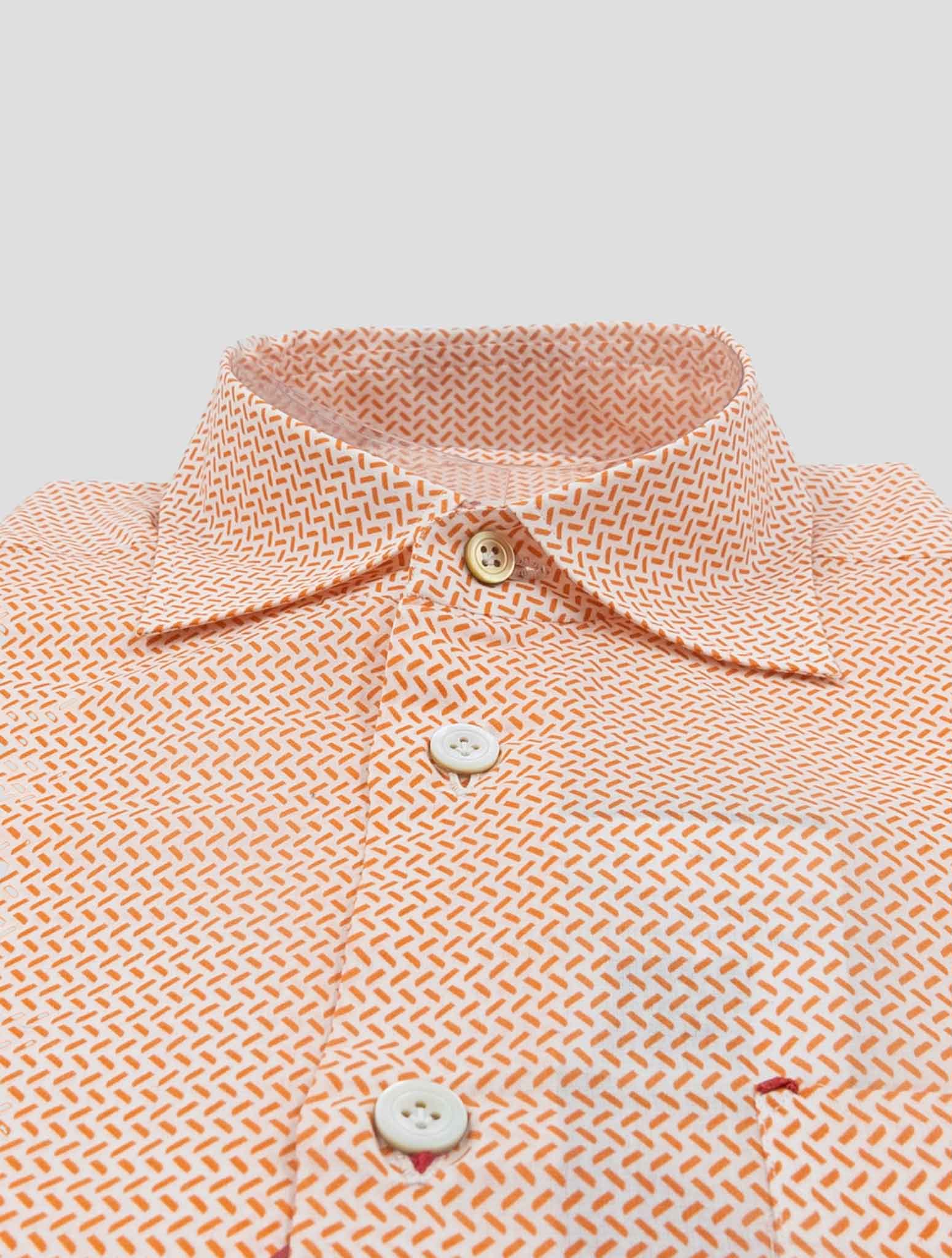 Kiton Orange White Cotton Shirt Nerano