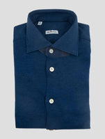 Kiton Blue Cotton Cashmere Shirt