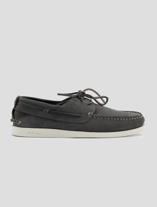 Kiton Gray Leather Suede Loafers