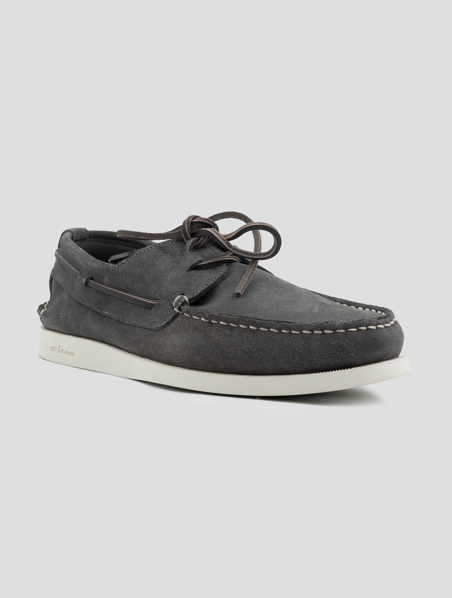 Kiton Gray Leather Suede Loafers