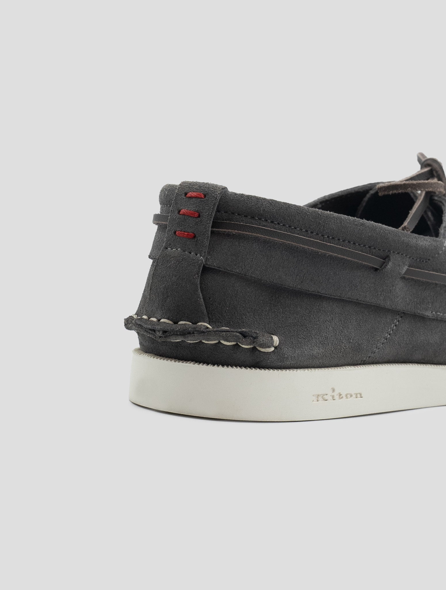 Kiton Gray Leather Suede Loafers