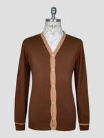 Kiton Brown Beige Cotton Cardigan