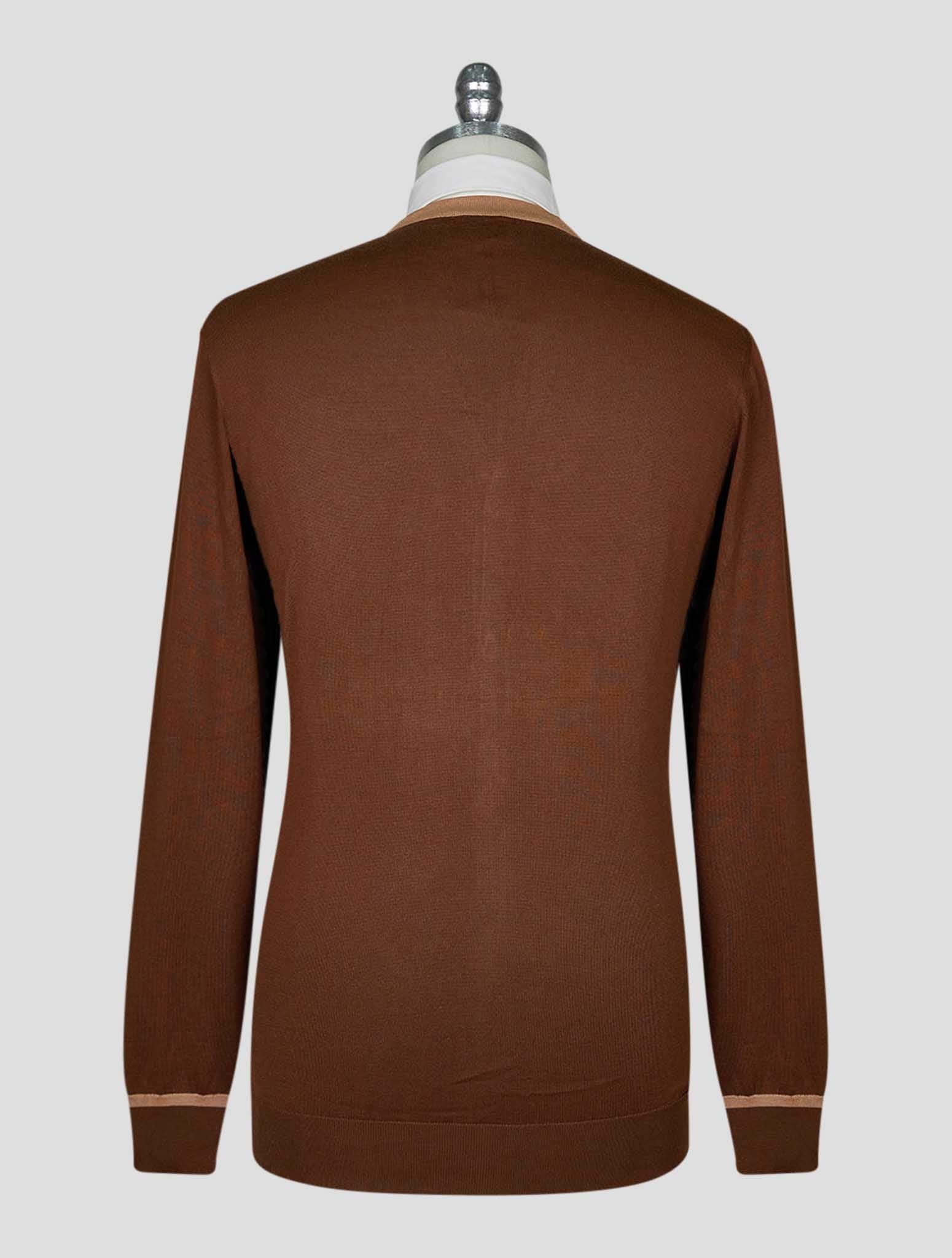 Kiton Brown Beige Cotton Cardigan