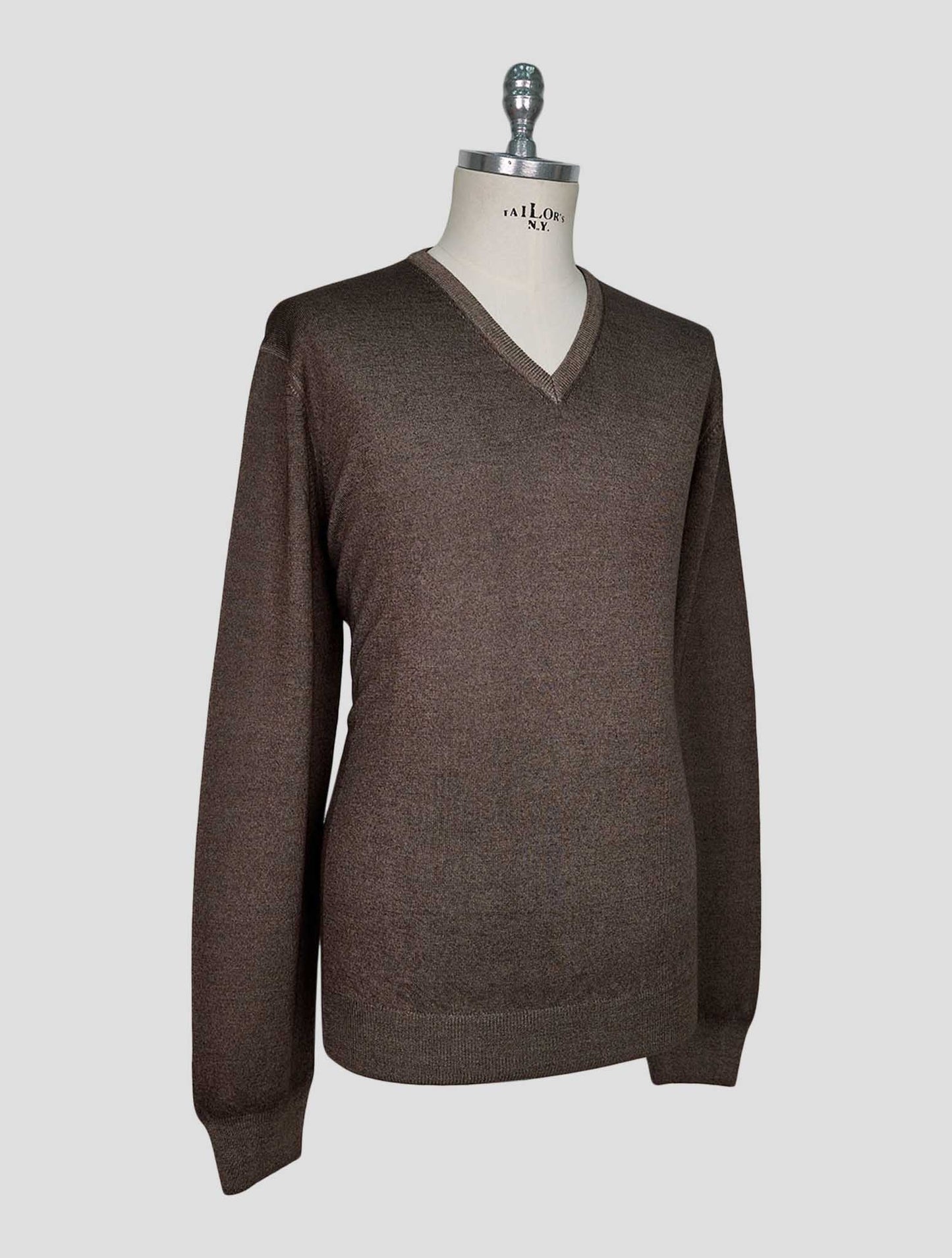 Kiton Brown Wool Sweater V-Neck