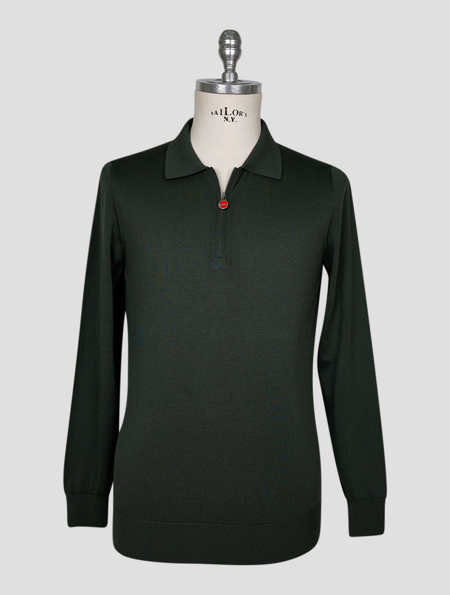 Kiton Green Silk Sweater Half Zip